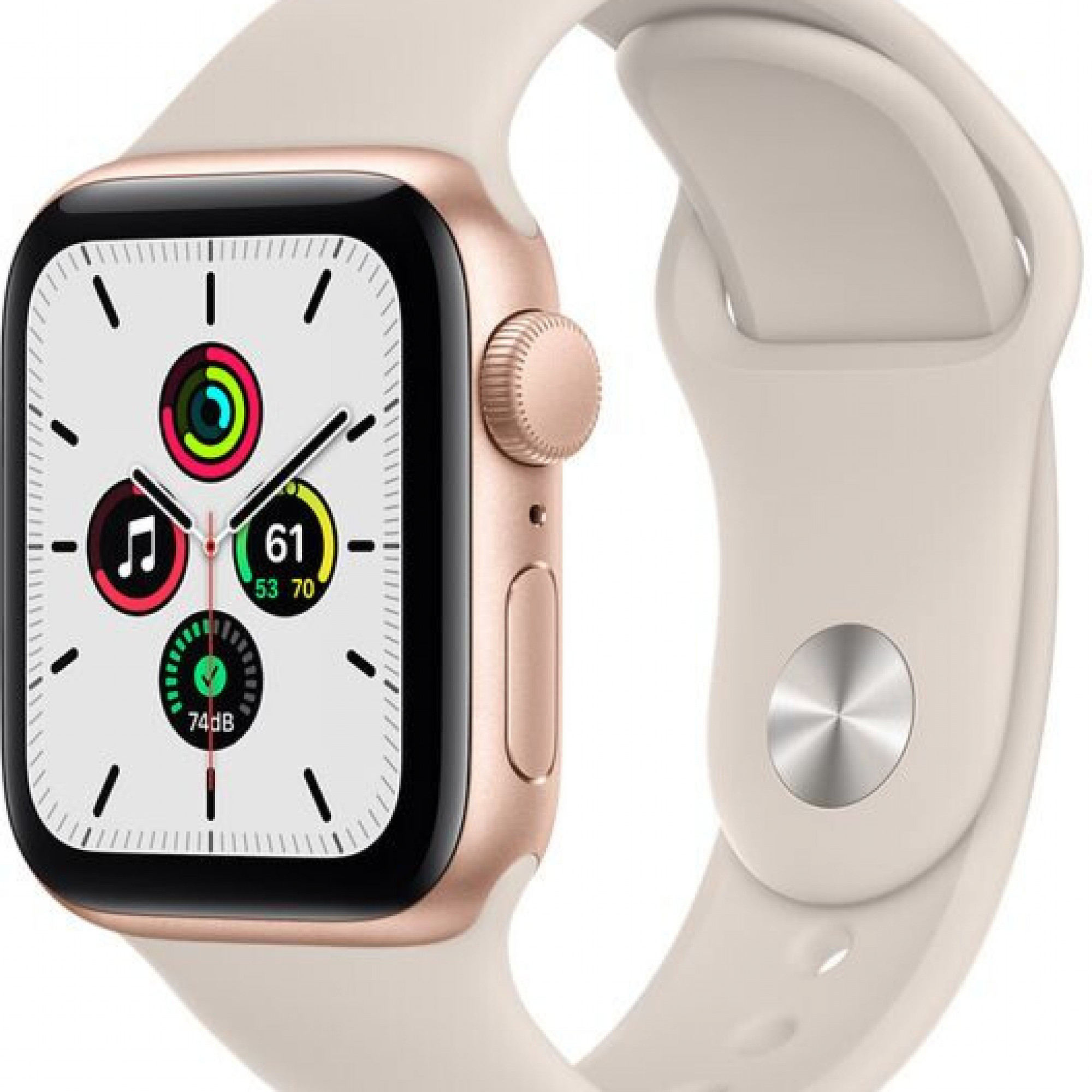 Apple Watch SE GPS 40mm Gold Aluminium Case with Starlight Sport Band (MKQ03)